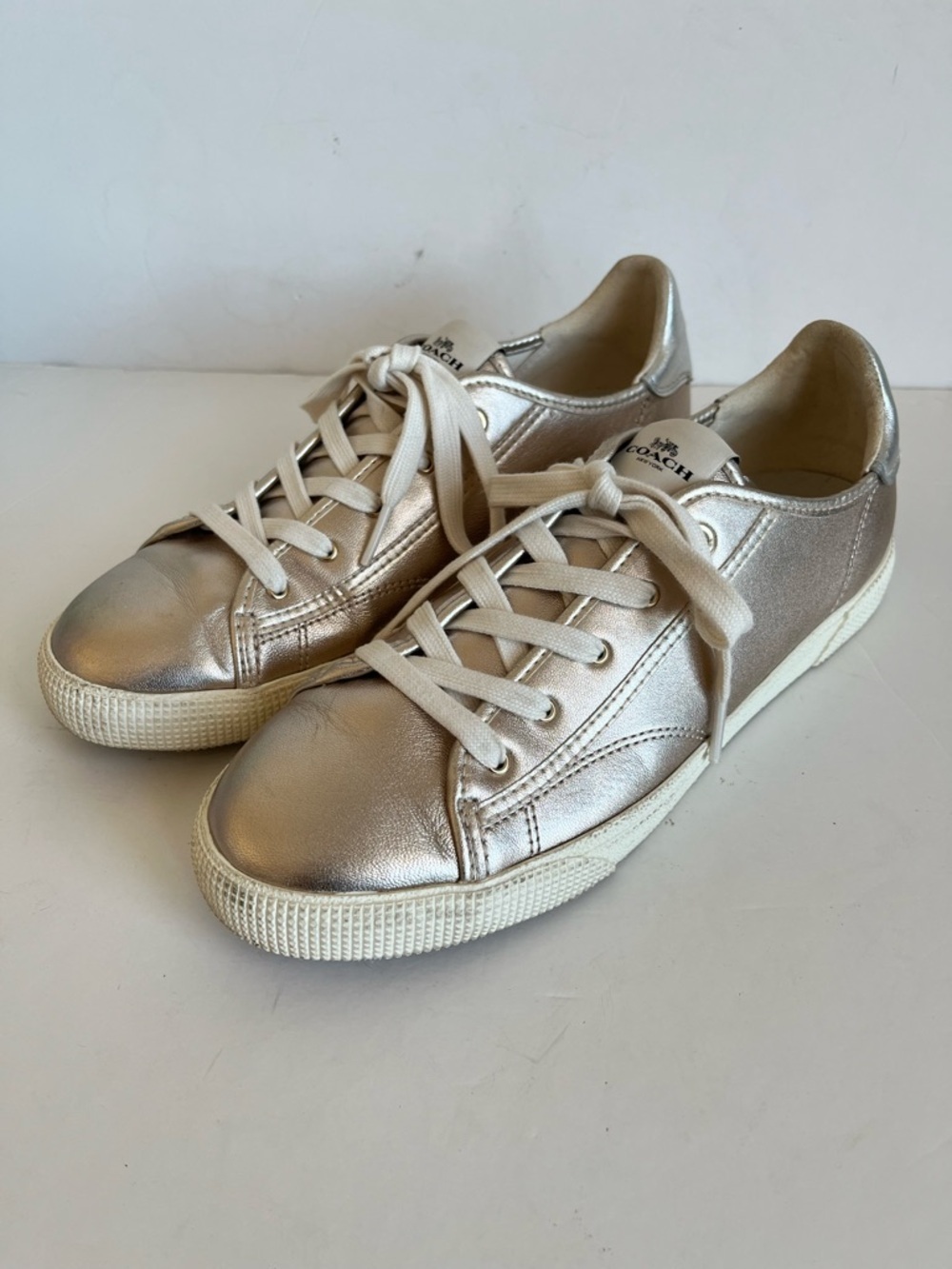 Coach Metallic Silver Low-Top Sneakers women’s size 8B